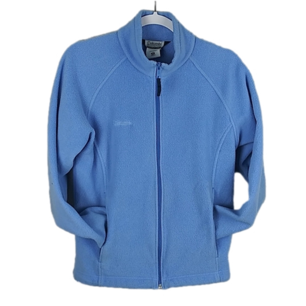 Columbia Sportswear Blue High Collar Long Sleeve Front Zip Fleece Casual Jacket